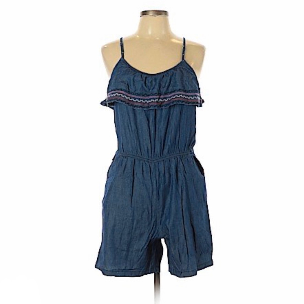 JW Style Denim Blue Sleeveless Romper